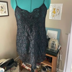 Black lace short nightgown